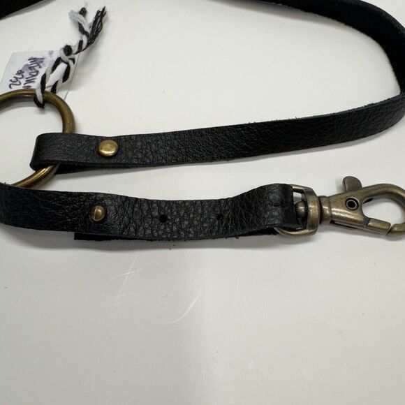 Leather Handmade Keychain Medium Length 17 inch Black NWT - Picture 3 of 11